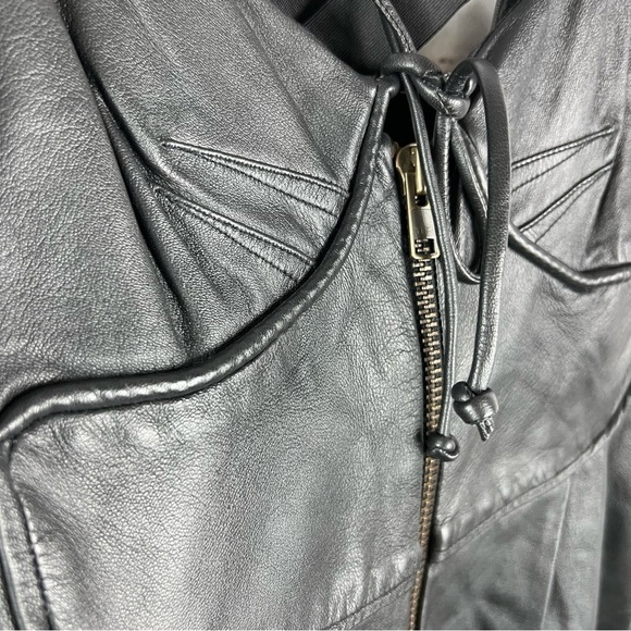 100% black leather mini sleeveless cocktail dress SZ 6 - Picture 6 of 9